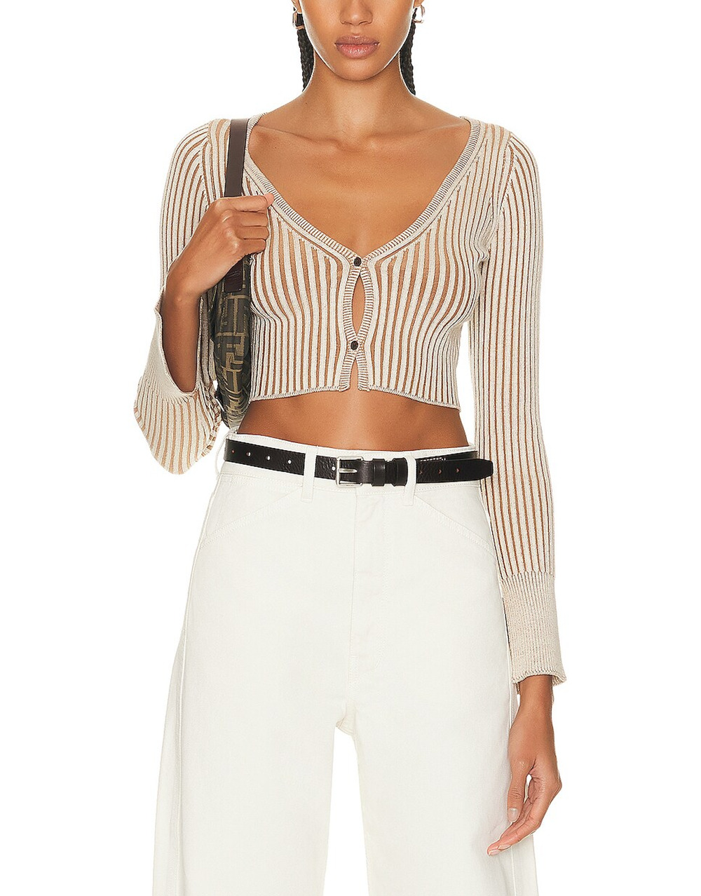John Elliott Ribbed Mocha Piper Cardigan Size 0